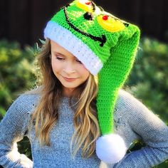 Excited to share this item from my #etsy shop: CROCHET PATTERN - Grinch Inspired - Christmas Hat - Holiday - Elf Hat - 8 Sizes - Ava Girl Patterns Elf Scarf, Grinch Hat, Teen Hats, Crochet Christmas Hats, Snowman Scarf, Holiday Hats, Crochet Simple, Elf Hat, Scarf Material