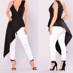 New With Tag Brand: Fashion Nova Size: Xlarge Asymmetrical Solid Sleeveless Top 65% Polyester 35%Cotton Edgy Sleeveless Tops For Workwear, Chic Asymmetrical Tops For Going Out, Black Asymmetrical Hem Top For Night Out, Chic High-low Hem Top For Party, Chic Black High-low Hem Top, Asymmetrical Tops For Spring Going Out, Asymmetrical Spring Top For Going Out, Tie Dye Matching Set, White Corset Top