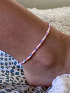 Seed Bead Anklet Diy Bracelet Patterns, Seed Glass Bead Bracelet, Dainty Adjustable Anklets With Colorful Beads, Adjustable Dainty Anklets With Colorful Beads, Spring Anklets With Colorful Beads, Dainty Handmade Adjustable Anklets, Handmade Dainty Adjustable Anklets, Handmade Adjustable Dainty Anklets, Colorful Beaded Jewelry For Spring Beach Occasions