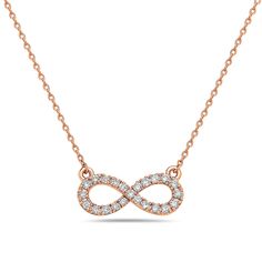 Birmingham Jewelry Item Number: BJNK13550KD Women's Gold Necklace Infinity Diamond Necklace 14K Rose Gold Chain Included: 16" - 18" Adjustable Diamond: 23 round 0.21ct *The possibilities are not limited to the options in the dropdown. For pricing on further customizations & special options, please call: 1-586-939-5100 Rose Gold Diamond Necklace With Cable Chain As Gift, Rose Gold Infinity Necklace For Anniversary, Rose Gold Infinity Jewelry With Diamond Accents, Elegant Rose Gold Infinity Necklace, Diamond Infinity Necklace, Rose Gold Chain, Gold Necklace Women, Item Number, Timeless Pieces