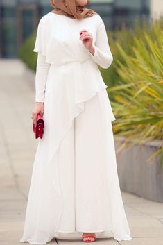 Jumpsuit Hijab, Annah Hariri, Modest Maxi Dress, Mode Kimono, Soiree Dress, Mode Abaya, Muslim Fashion Hijab, Modest Dress, Casual White Dress