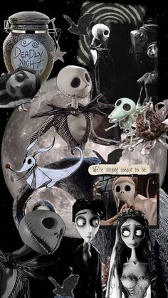 a collage of halloween images with skeletons and pumpkins