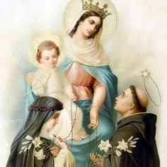 an image of the virgin mary and two children