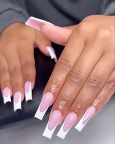 Medium Square Acrylic Nails French Tips, French Tip Nails Summer, French Tips Nails, Tips Nails, Nails Summer Nails, Girly Acrylic, Gel Toe Nails, Simple Acrylic