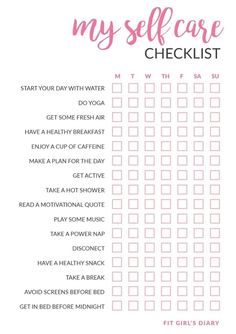 Printable Self Care, Self Care Checklist, Self Care Bullet Journal, Vie Motivation, My Self, Self Care Activities, Bullet Journal Ideas Pages, Planner Organization, Bullet Journaling