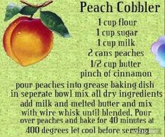 a recipe for peach cobbler with instructions on how to make it