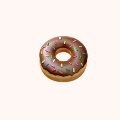 a donut with chocolate frosting and sprinkles is shown on a white background