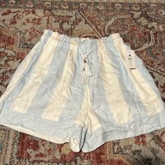 These Shorts Are In Perfect Condition And Have Never Been Worn! They Are Very Comfortable And Have Pockets. Chic Light Blue Beach Bottoms, Chic Light Blue Bottoms For Vacation, Light Blue Beach Shorts With Elastic Waistband, Light Blue Summer Shorts For Vacation, Summer Bottoms With Elastic Waistband In Light Blue, Light Blue Summer Bottoms With Elastic Waistband, Light Blue Elastic Waistband Bottoms For Summer, Light Blue Summer Shorts For Beach Season, Light Blue Cotton Shorts For Beach Season