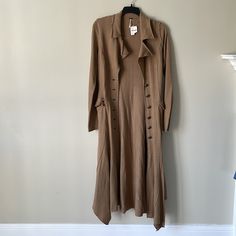 Free People Long Beige Coat Nwt Size Small Smoke Free Home Nj001 Brown Long Sleeve Outerwear For Daywear, Fitted Brown Outerwear For Daywear, Fitted Beige Outerwear For Daywear, Long Beige Coat, Jacket Beige, Beige Coat, Free People Jacket, Long Jacket, Free People