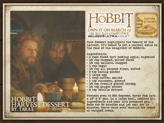 the hobbit movie poster is shown with information about it