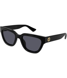 From Gucci&#x2C; these women's sunglasses feature:Cat eye shapeInjection frameSolid lensRx ableNon-polarizedApprox. 54mm lens- 20mm bridge- 140m templeImported. Gucci Cat Eye Sunglasses Women, Expensive Sunglasses, Gucci Cat Eye Sunglasses, Gucci Women, Black Cat Eye Sunglasses, Cat Eye Sunglasses Women, Gucci Sunglasses, Eyewear Womens, Eye Shapes