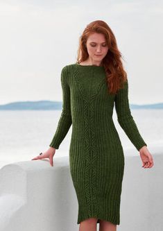 Sigyn is Norse for victorious girl-friend and ideal for this a-line dress with a central swing cable, surrounded by ribbing to make it figure hugging. The cable is divided and moves towards the shoulder to make a v-neck at the front. Decreases are made in the purl sections to emphasize the silhouette of Sigyn. The dress is knitted in the bouncy Sølje from Hillesvåg Ullvarefabrikk.   Sizes: XS (S, M, L, XL, 2XL) Shown in size Small Skill level: Experienced  Finished Measurements Bust: 88 (94, 100 Knit Dress Pattern, Christmas Knitting Patterns, Pdf Knitting Pattern, Crochet Dress Pattern, Dress Gloves, Knit Pattern, Knit Patterns, Dress Pattern, Crochet Dress