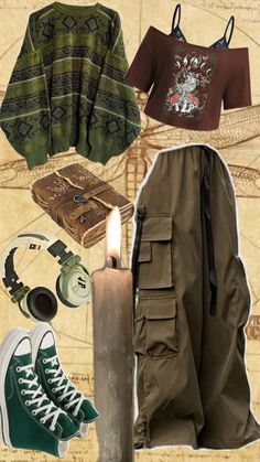 Green And Brown Grunge Outfits, Hikecore Aesthetic Outfit, Hiking Clothes Aesthetic, Alt Granola Outfits, Summer Scene Outfits, Fairy Grudge Aesthetics Outfit, Nature Clothes Aesthetic, Cabincore Aesthetic Outfits, Forest Outfit Aesthetic