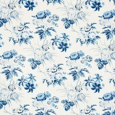 a blue and white floral print fabric