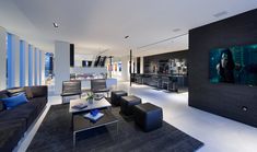 LA modern design luxury open plan loft home with black & white color palette.