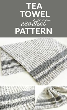 a crocheted blanket with text overlay that says tea towel crochet pattern