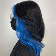 Blue Hair Underneath, Blue And Black Hair, Midnight Blue Hair, Short Blue Hair, Blue Hair Highlights, Blue Black Hair, Dyed Hair Blue, Dark Blue Hair, Hair Color Underneath