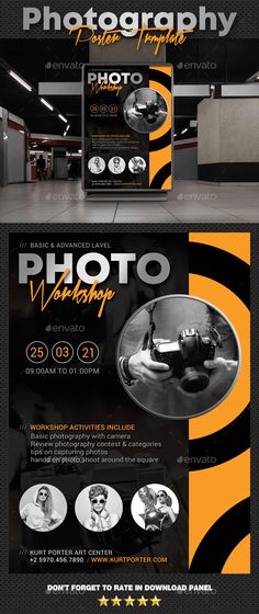 a black and yellow flyer for photography