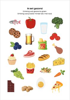 a poster with different foods and drinks on it