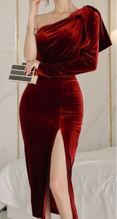 Elegant Red One Shoulder Evening Dress, Elegant Red One Shoulder Dress For Formal Occasions, Elegant Red One Shoulder Formal Dress, Elegant Red One-shoulder Evening Dress, Elegant Red Midi Dress With Asymmetrical Neckline, Elegant Red Bodycon Dress With Asymmetrical Neckline, Elegant Red One Shoulder Midi Dress, Elegant Red One Shoulder Dress For Date Night, Elegant Red One-shoulder Dress For Date Night