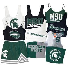 This super flattering Michigan State Spartans Two Tone Tube Top is perfect for college game day paired with our Michigan State Game Day Skirt! Our Michigan State University Tube Top's stretchy and soft fabric makes it the perfect option for all body types. Go Spartans! In stock & ships in 1-2 business days. One Size Fits Most. 88% Micropoly, 12% Spandex. Stretchy & soft fabric designed for all day use & long lasting quality. Sublimated Design. Machine wash on cold. Officially License Michigan State Game Day Outfit, College Game Day, Gameday Couture, Black Cropped Tank, Black Crop Top Tank, Cheerleading Outfits, Michigan State University, Gameday Outfit, Michigan State