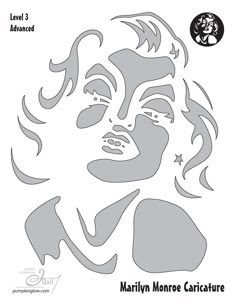 the face of marilyn monroe is shown in this stencil file, which has been designed