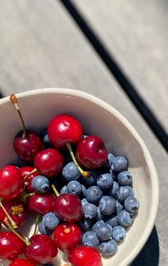 cherries & blueberries 🍒🫐 Summer Fruit Bowl, Summer Fruit, Fruit Bowl, Blueberries, Bowl, Fruit