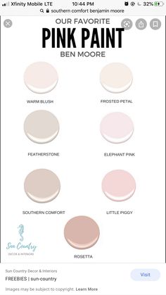 the pink paint color scheme is shown in this screenshote, which shows different shades and