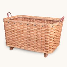 a basket sitting on top of a wooden stand