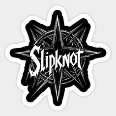 a sticker with the word slipknot written in black and white on it