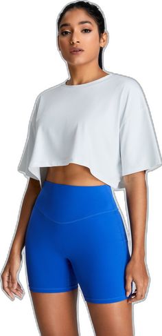 Athleisure Cropped T-shirt For Workout With Short Sleeves, Athleisure Cropped T-shirt For Sports, Moisture-wicking Crop Top Activewear For Summer, Cropped Sports T-shirt, Athleisure Stretch Cropped T-shirt With Short Sleeves, Sportswear Crop Top With Short Sleeves For Summer, Short Sleeve Activewear For Light Exercise, Athleisure Short Sleeve Crew Neck Top For Workout, Sporty Short Sleeve Crop Top For Summer