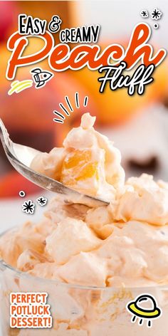 Peach Fluff Peach Fluff Salad, Fluffy Salad, Jello Dishes, Cream Cheese Dressing, Fluffy Desserts, Peach Fluff, Fluff Salads, Marshmallow Fluff Recipes, Fluff Salad Recipes