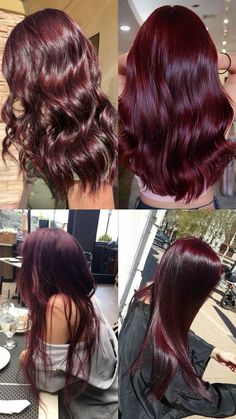 Dark Berry Red Hair, Plum Hair With Highlights, Really Dark Red Hair, Deep Cherry Red Hair Burgundy, Cherry Purple Hair, Dark Wine Hair, Cherry Wine Hair, Dark Magenta Hair, Red Hair Cherry