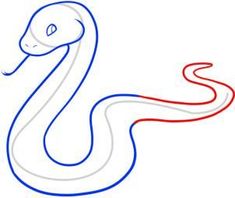 a drawing of a snake with red, white and blue stripes on it's head