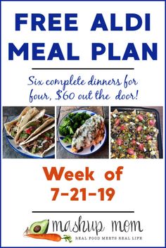 a flyer for the free meal plan with pictures of different foods and vegetables on it