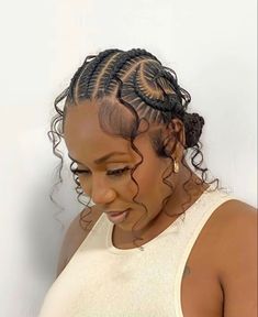 Boho Feeder Braids, Braided Curly Bun For Black Women, Feed Ins With Box Braids In The Back, Easy Braided Styles For Black Women, Braided Feed In Bun, Bohemian Stitch Braids Cornrows, Feed In Braids For Black Women, Des Dior Braids, Stitch Braids With Boho Curls