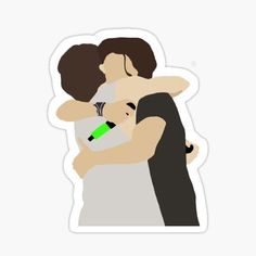 two people hugging each other sticker