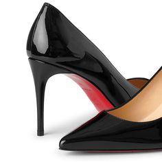 Patent black leather pumps from Christian Louboutin. The Kate has a 85mm heel and a pointed toe. Christian Louboutin Kate, Black Patent Pumps, Black Leather Pumps, Leather Care, Black Pumps, Leather Pumps, Christian Louboutin Pumps, Red Leather, High Definition