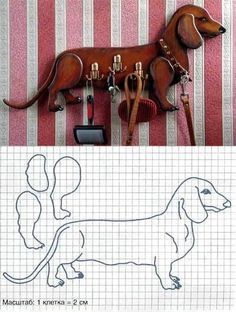 a drawing of a dachshund with tools attached to it