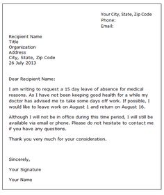 a letter to someone requesting that they are not in the hospital for medical work or other purposes