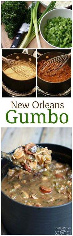 the new orleans gumbo recipe is ready to be eaten and served with fresh vegetables