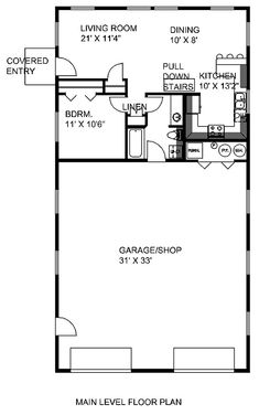 a floor plan for a two story house with garage and living room in the middle