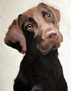 a painting of a brown dog on a white background