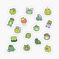 froggy stickers are arranged on a white background