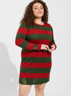 Warner Bros. Nightmare on Elm Street Freddy Mini Distressed Dress - Plus Size Warner Bros. Nightmare on Elm Street Freddy Mini Distressed Dress - , MULTI Freddy Krueger Costume, Satin Skater Dress, Distressed Dress, Steampunk Dress, Knit Tank Dress, A Nightmare On Elm Street, Black Knit Dress, Mock Neck Dress, Elm Street