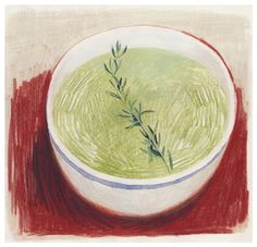 a drawing of a bowl with a sprig in it