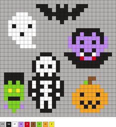 a cross stitch pattern with halloween characters on it