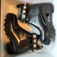 Gucci Women’s Trip Bootie With Jewels, Never Worn Outside, Very Good Condition, With Bags/Box Luxury Custom Gucci Sneakers With Branded Insole, Gucci Boots For Women, Gucci Interlocking G Boots, Shoes For Women Gucci, Boots And Bag Set, Boots And Purse Set, Fake Gucci Boots, Gucci Rhinestone Boots, Gucci Leather Party Boots