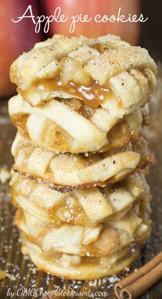 a stack of apple pie cookies sitting on top of each other