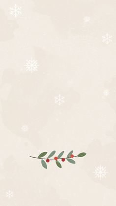 a christmas card with holly berries and snowflakes in the background on a beige paper